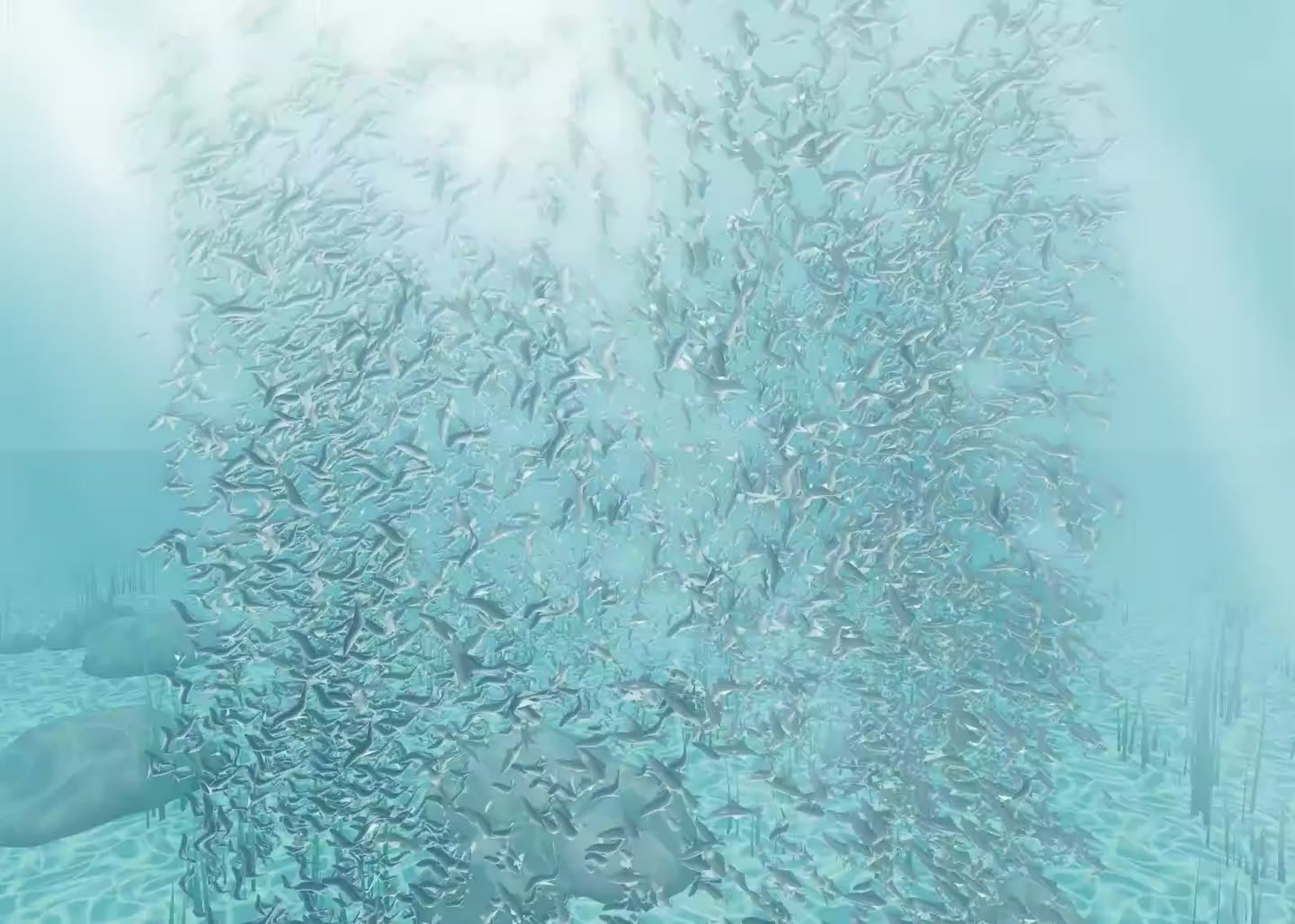 A luminous underwater shoal